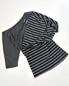 Striped asymmetric draped top