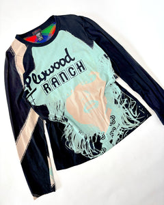 Custo Barcelona minty blue graphic long sleeve top