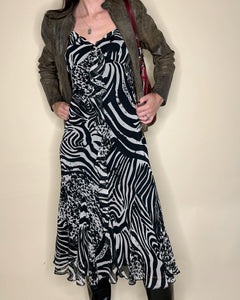 Zebra & cow print midi dress