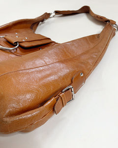 Buckled leather boho bag