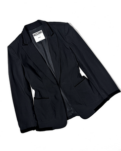 Moschino velvet trim fitted suit jacket