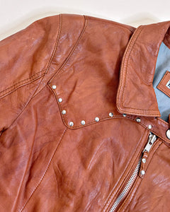 Studded cropped leather jacket