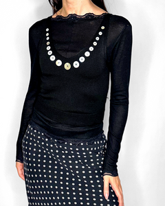 Mother of pearl buttons knit tank top