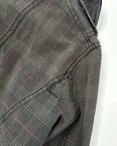Plaid military utility style high neck jacket