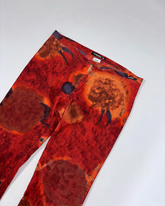 Trippy red bootcut corduroy pants