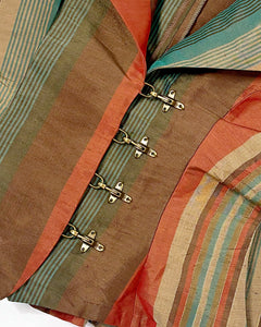 Fireman’s clasp striped wide collar top