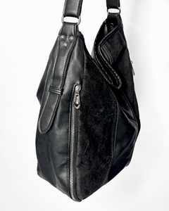 Silver buckles & zipper hobo bag