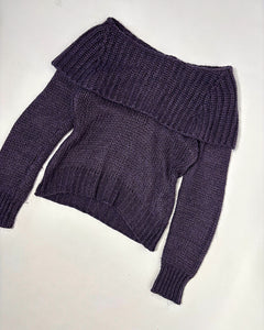 Off shoulder eggplant Italian knit top