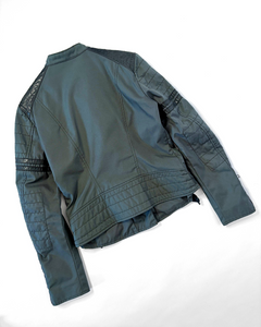 2000’s turquoise canvas moto jacket