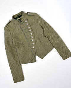 Asymmetric buttoning military marching band jacket