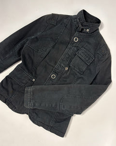 Faded black fitted jacket with silver studs & buckles