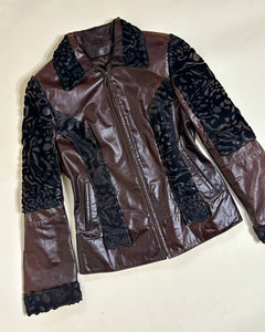 Textured Italian leather zip jacket