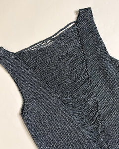 Metallic shredded knit top