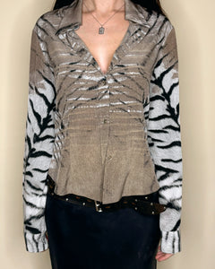 Roberto Cavalli SS2002 hybrid zebra mao shirt