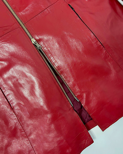 90’s 2 way zipper cherry red leather jacket