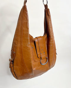 Buckled leather boho bag