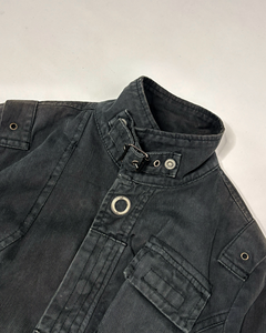 Faded black fitted jacket with silver studs & buckles