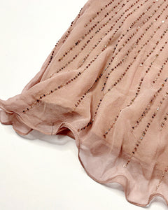 Beaded silk dropped waist dress