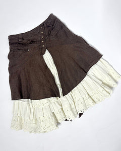 Asymmetric utility style layered pleated lace petticoat