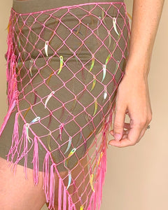 Crochet sequin sarong pink