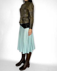 Mint blue fine knit midi skirt