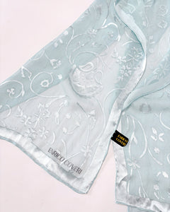 Dusty mint blue silk hair scarf