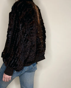 80’s embroidered boho fur bomber