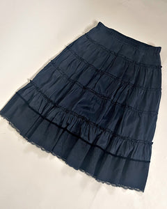 Black silk boho skirt