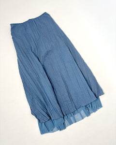 Dusty blue asymmetric ruched maxi skirt