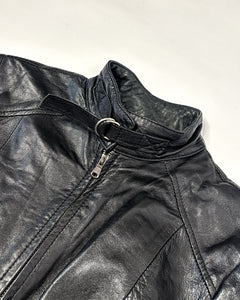 90’s long moto leather jacket