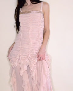 Sweet ruffled dropped waist gown