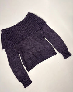Off shoulder eggplant Italian knit top