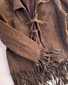 90’s fringe tie fitted suede jacket