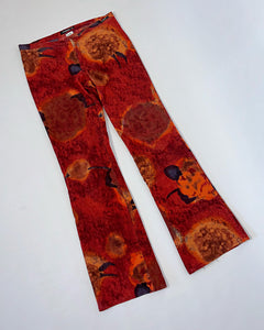 Trippy red bootcut corduroy pants