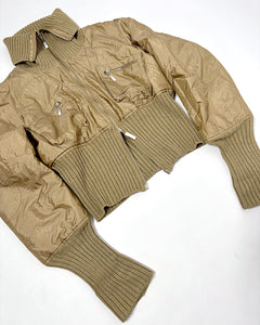Rib knit wide waist band utility jacket
