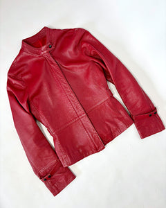 Red 90’s fitted leather jacket