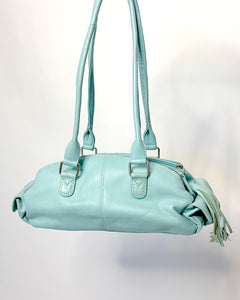 Mint blue leather shoulder bag