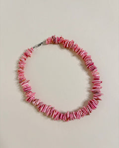 Pink puka shell necklace