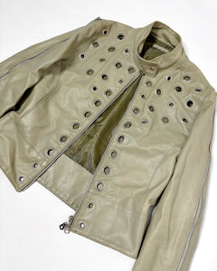 Grommet studded 90’s Italian leather jacket