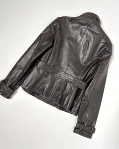 90’s double breasted high neck leather jacket