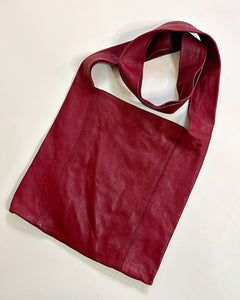 Cherry red Italian leather crossbody bag