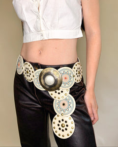 Embroidered boho disc belt