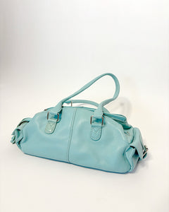 Mint blue leather shoulder bag