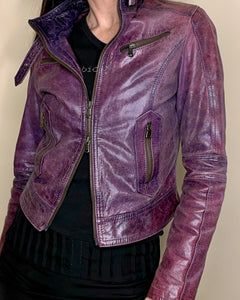 Italian 70’s purple moto leather jacket