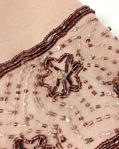 Beaded silk dropped waist dress