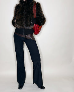 Faux fur ribbed Y2K jacket