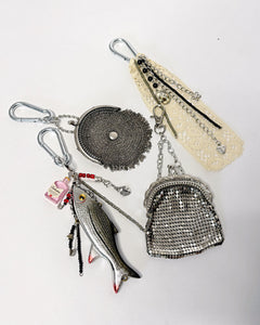 Antique armor chain mail mesh bag charm