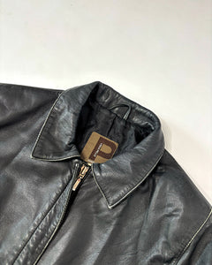 Faded black 90’s fitted leather jacket