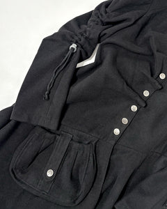 Asymmetric buttoned funnel neck coat dress