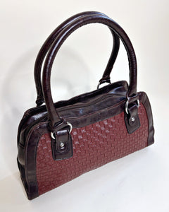 Woven cherry red 90’s leather bag